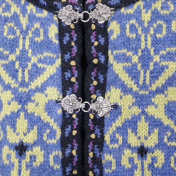 Icelandic Design Edelweiss Cardigan Wool floral Lined Jacket Metal Clasp VTG - Picture 3 of 13
